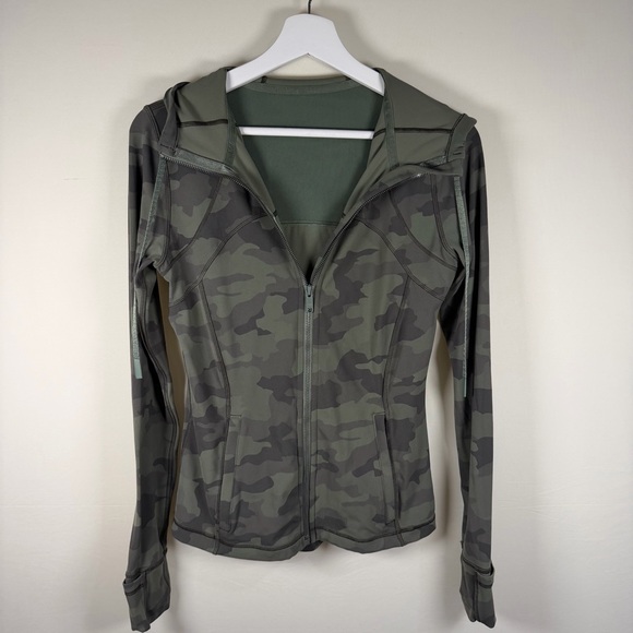 Lululemon Hooded Define Jacket Camo Green Size 8 - Picture 2 of 8